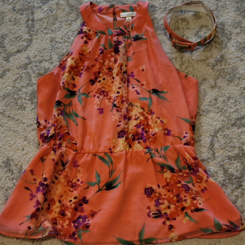 Halter coral floral top NY & Co sz M